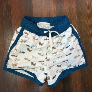 Kids Airplane Print Swim trunks - Blue and White